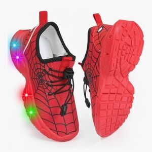 Light Up Spider-Themed Kids Shoes Size 8